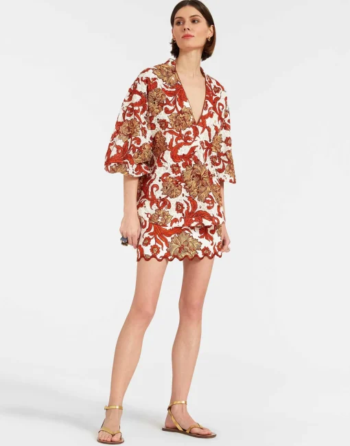 Jackie ShirtReef White in Printed Lace