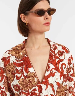Jackie ShirtReef White in Printed Lace