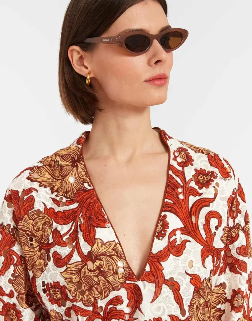 Jackie ShirtReef White in Printed Lace