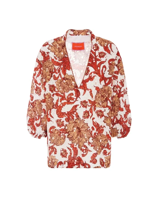 Jackie ShirtReef White in Printed Lace