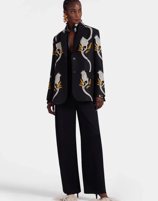 Jones JacketMelograno Black & White in Cady Wool