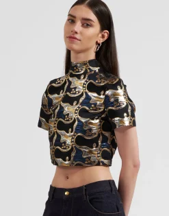 Juliet Crop TopSpritz Blu in Jacquard