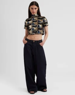 Juliet Crop TopSpritz Blu in Jacquard