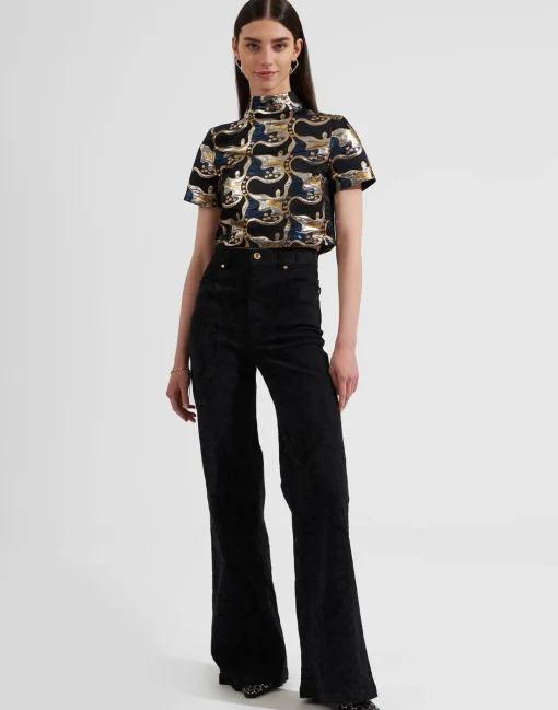 Juliet Crop TopSpritz Blu in Jacquard