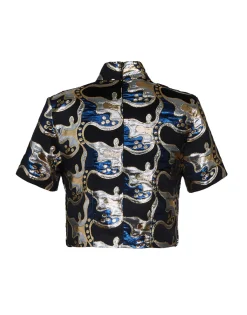 Juliet Crop TopSpritz Blu in Jacquard