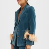 Keaton JacketLight Blue in Velvet With Feathers