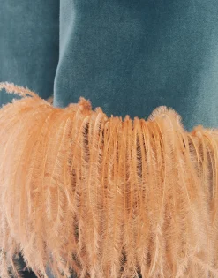 Keaton JacketLight Blue in Velvet With Feathers