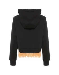 La Scala HoodieBlack in Heavy Jersey With Feathers