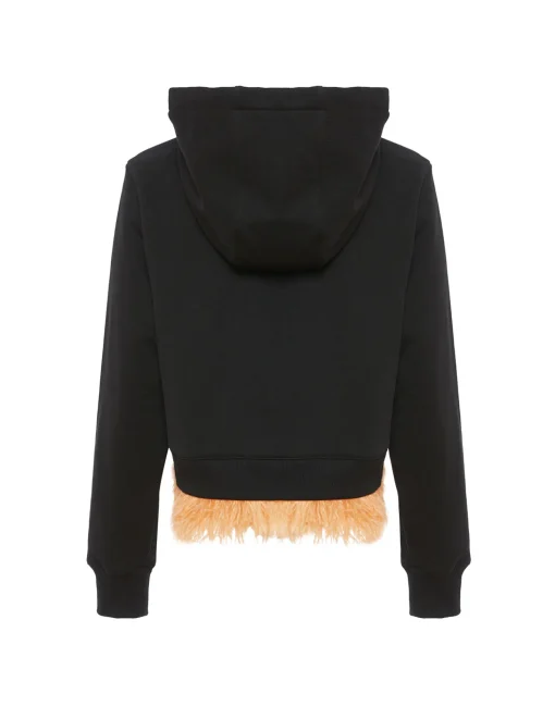 La Scala HoodieBlack in Heavy Jersey With Feathers