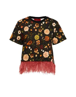 La Scala TeeBotticelli Black in Jersey With Feathers