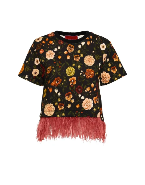 La Scala TeeBotticelli Black in Jersey With Feathers