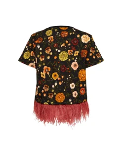 La Scala TeeBotticelli Black in Jersey With Feathers