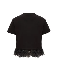 La Scala TeeCherubs Black in Fil Coupé With Feathers