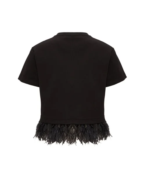 La Scala TeeCherubs Black in Fil Coupé With Feathers