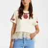 La Scala TeeMedallion Placée Cream in Heavy Jersey With Feathers
