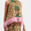 La Scala Top (With Feathers)Anemone Pink in Shot Cotton