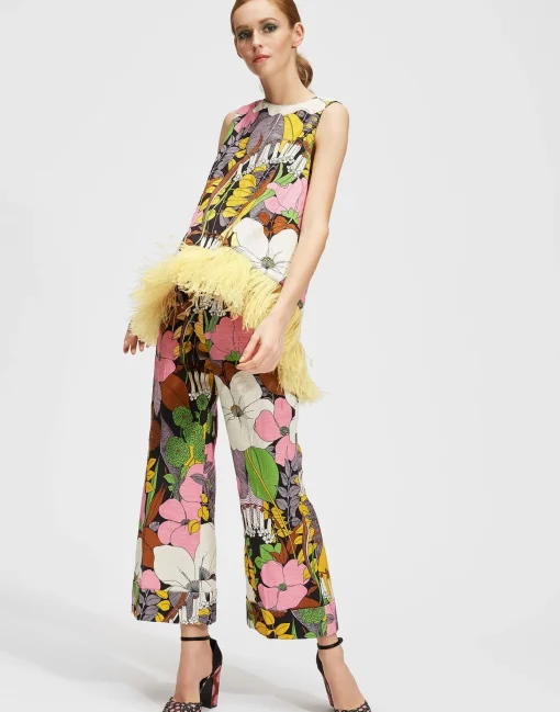 La Scala Top (With Feathers)Big Flower in Shot Cotton