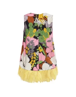 La Scala Top (With Feathers)Big Flower in Shot Cotton