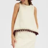 La Scala TopCreamy in Jacquard  With Tassels