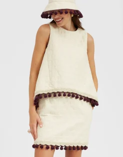 La Scala TopCreamy in Jacquard  With Tassels