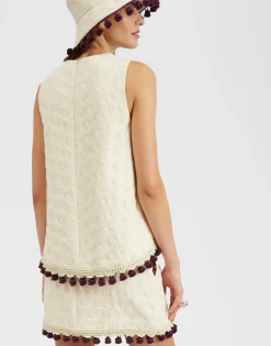 La Scala TopCreamy in Jacquard  With Tassels