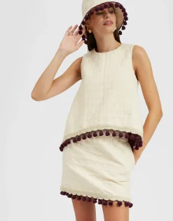 La Scala TopCreamy in Jacquard  With Tassels