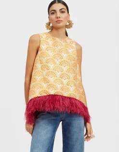 La Scala TopFans Gold in Jacquard With Feathers