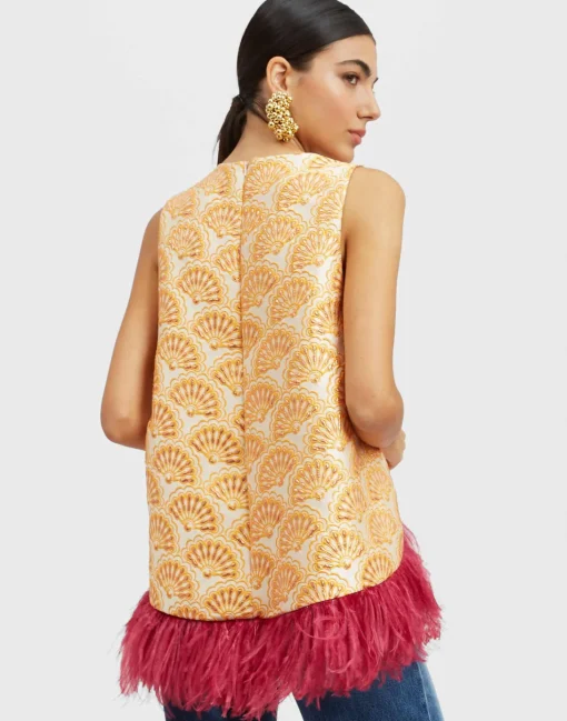 La Scala TopFans Gold in Jacquard With Feathers