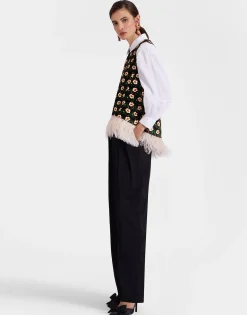 La Scala TopMayfair Black in Cotton Velvet With Feathers
