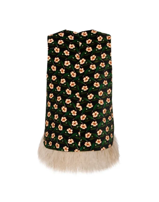 La Scala TopMayfair Black in Cotton Velvet With Feathers