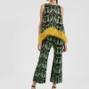 La Scala TopPapyrus Green in Faille With Feathers