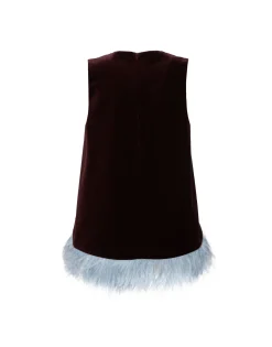 La Scala TopSolid Burgandy in Cotton Velvet With Feathers