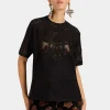 Lacey House T-ShirtSolid Black in Embroidered Cotton