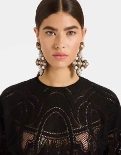 Lacey House T-ShirtSolid Black in Embroidered Cotton