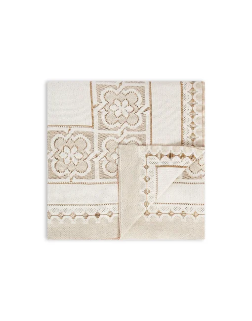 Lacey Large TableclothSolid White Smoke in Embroidered Cotton