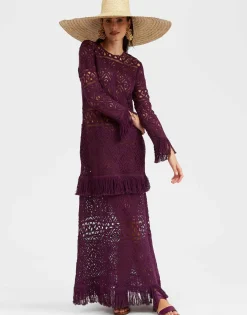 Lacey Long Sleeve Swing DressPlaza Purple in Macramé