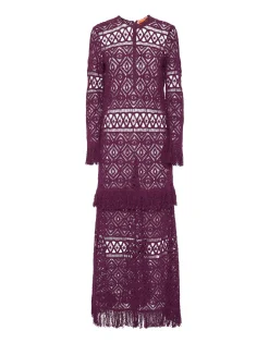 Lacey Long Sleeve Swing DressPlaza Purple in Macramé