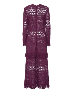 Lacey Long Sleeve Swing DressPlaza Purple in Macramé