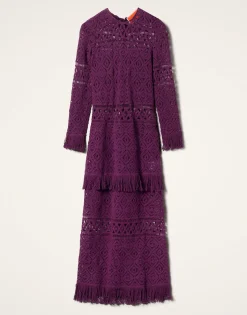 Lacey Long Sleeve Swing DressPlaza Purple in Macramé