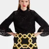 Lacey Make An Exit TopSolid Black in Embroidered Cotton