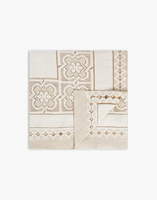Lacey Medium TableclothSolid White Smoke in Embroidered Cotton