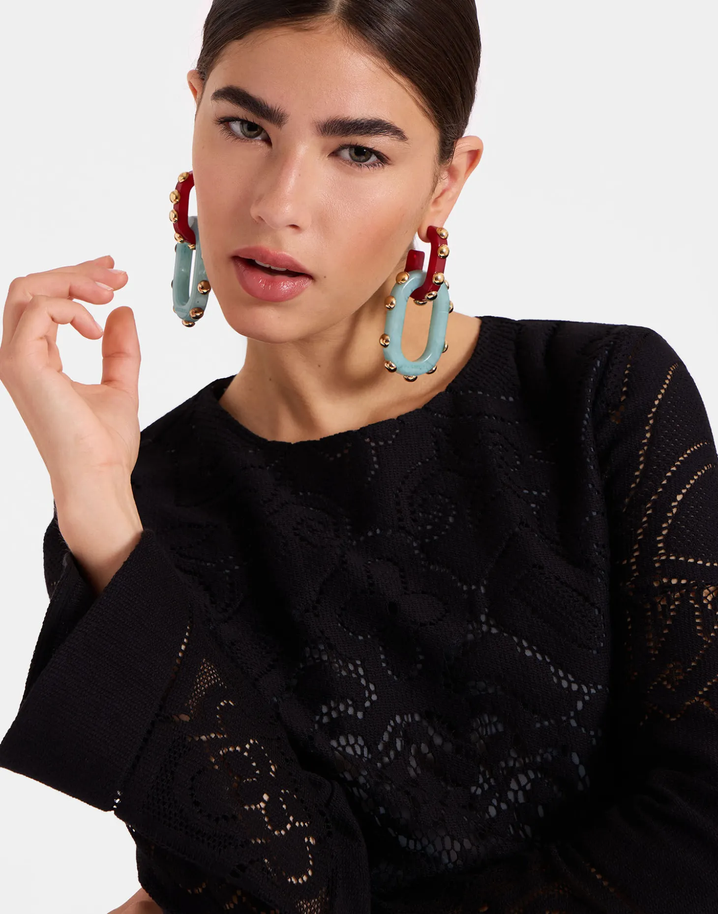 Lacey Mini Supreme Swing DressSolid Black in Embroidered Cotton