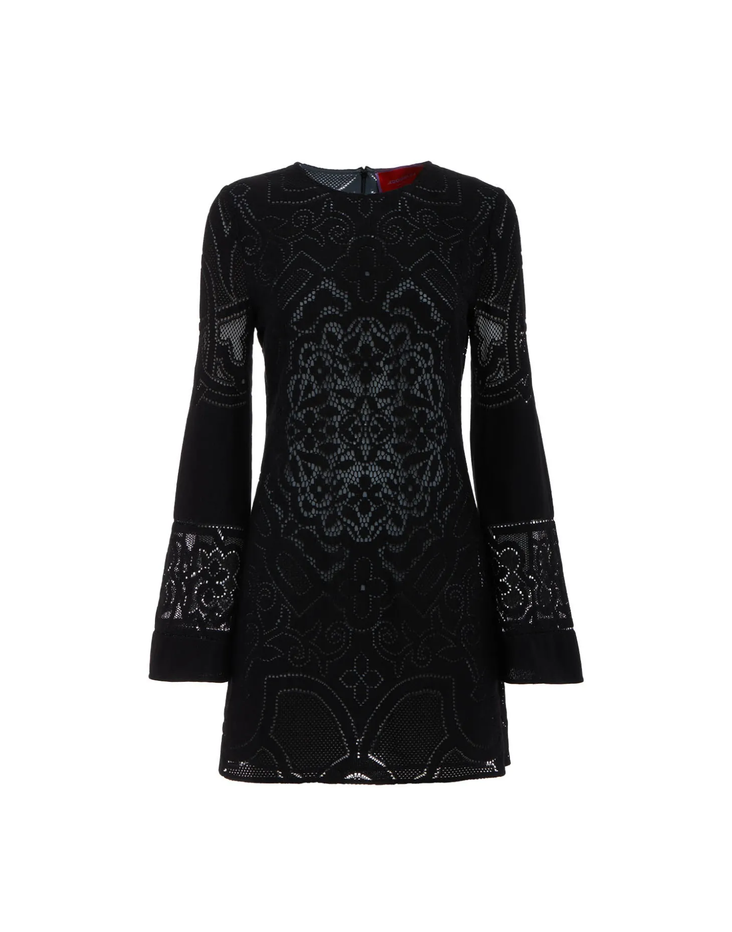 Lacey Mini Supreme Swing DressSolid Black in Embroidered Cotton