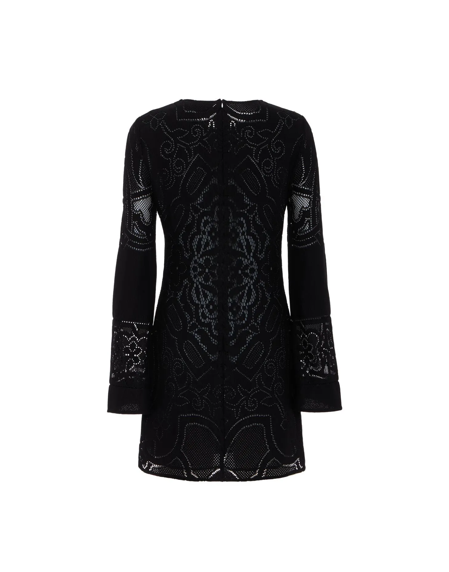 Lacey Mini Supreme Swing DressSolid Black in Embroidered Cotton