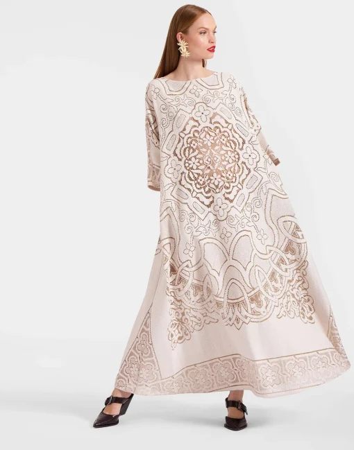 Lacey Muumuu DressSolid White Smoke in Embroidered Cotton