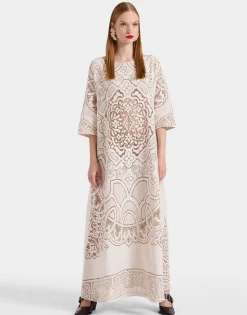 Lacey Muumuu DressSolid White Smoke in Embroidered Cotton