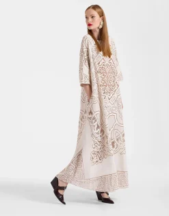Lacey Muumuu DressSolid White Smoke in Embroidered Cotton
