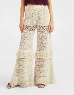 Lacey Palazzo PantsPlaza Cream in Macramé