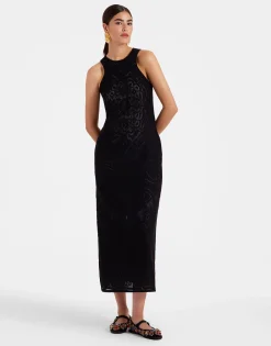 Lacey Racer DressSolid Black in Embroidered Cotton