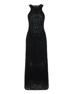 Lacey Racer DressSolid Black in Embroidered Cotton